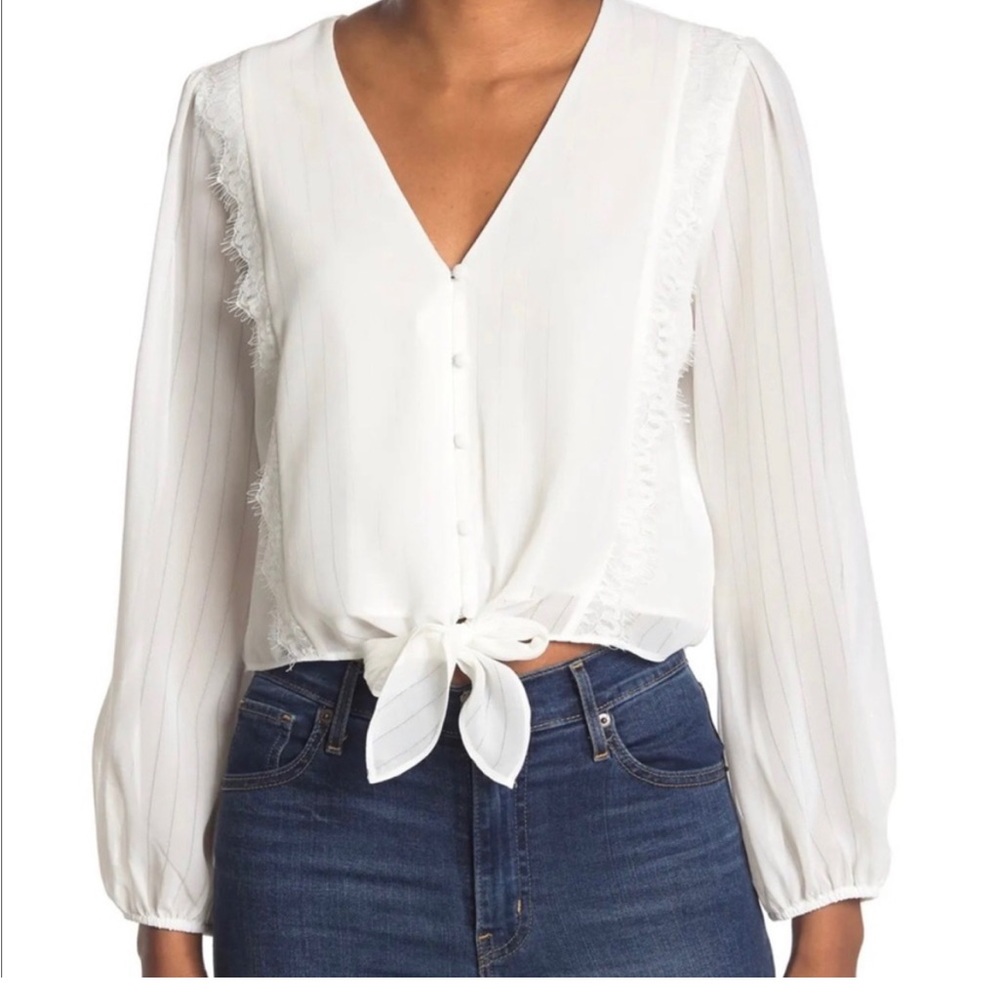 WAYF front tie button front blouse